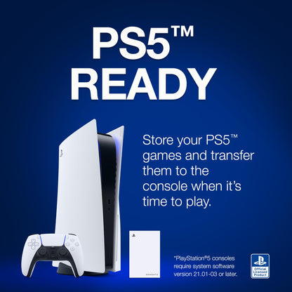 Seagate Game Drive PS4/PS5 2TB, portable external hard drive, 2.5 inch, USB 3.0, white, blue LED, includes 2 weeks of Playstation+ (STLV2000202)