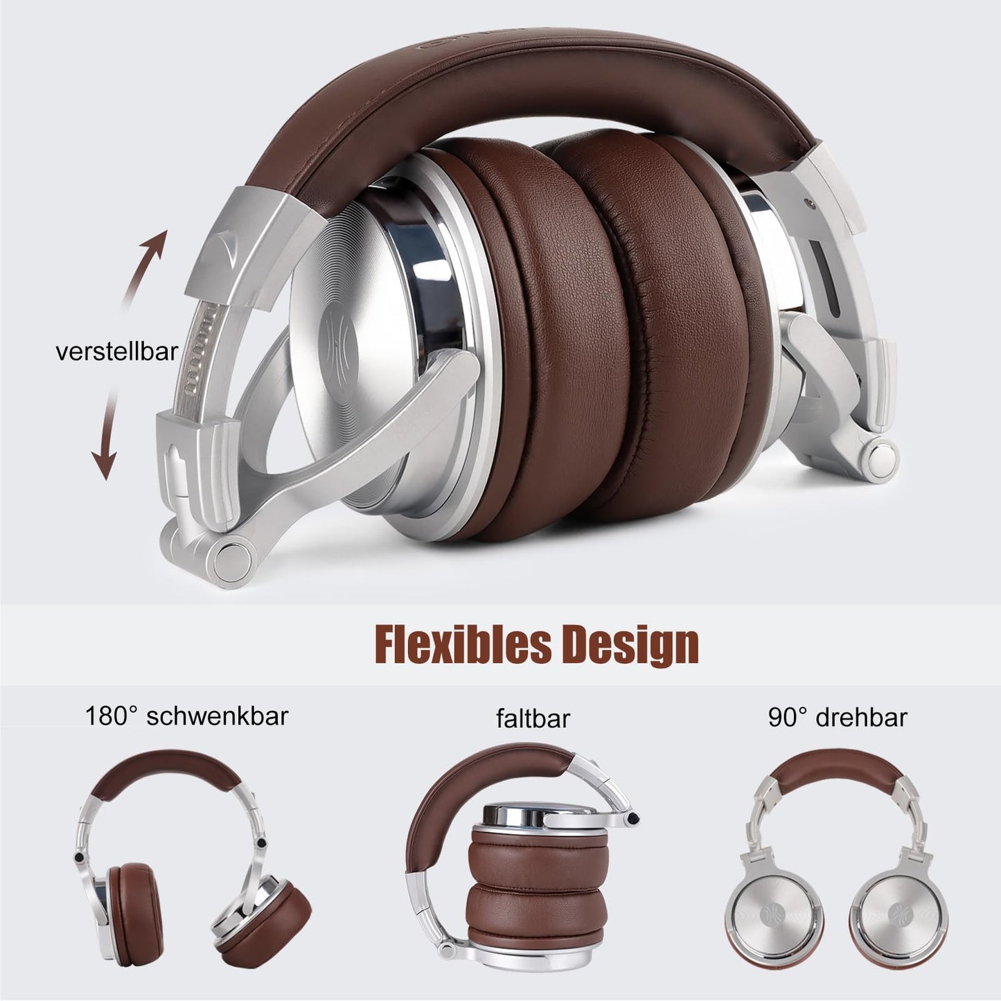 OneOdio Over Ear Headphones Closed Back Studio Headphones with Cable, Microphone, Share Port, Protein Leather Ear Pads for Podcasting, Recording, Monitoring PC TV Adapter Free Stereo DJ Headphones