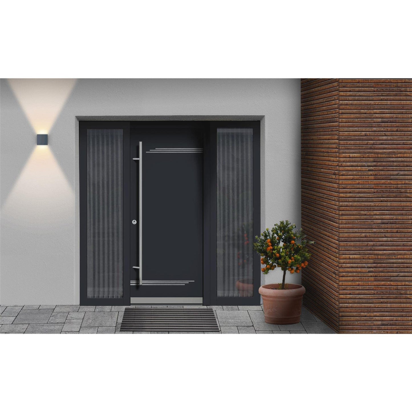 Metzler LED wall light in anthracite with up-down light IP 65 warm white, 9 W, 3000 K, rectangular outdoor lamp with adjustable light beam, suitable for indoor and outdoor use.