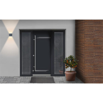Metzler LED wall light in anthracite with up-down light IP 65 warm white, 9 W, 3000 K, rectangular outdoor lamp with adjustable light beam, suitable for indoor and outdoor use.