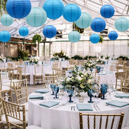 GAKA FAVOR 10 Piece Paper Lanterns Set Blue, Hanging Decoration Paper Lanterns Decor, Paper Lanterns for Wedding, Baptism, Birthday, Communion, Valentine's Day, Mother's Day Party Decor.
