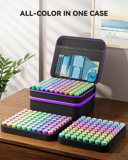 ARTDOT 5D Diamond Painting Accessories Boxes, 240 Piece Diamond Painting Storage Box with Case Funnel Stickers