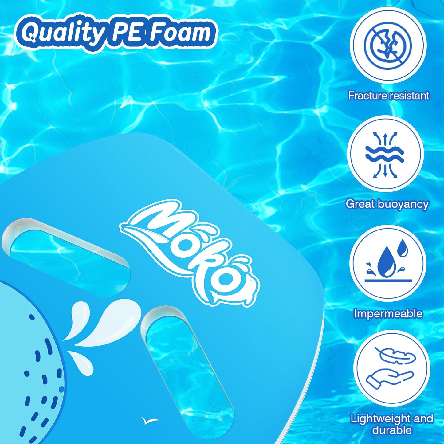 MoKo Kids Swim Board, Swimming Kickboard Training Equipment with Handles Cartoon Swim Float Swimming Training Gear Swim Board for Boys Girls - Blue Whale