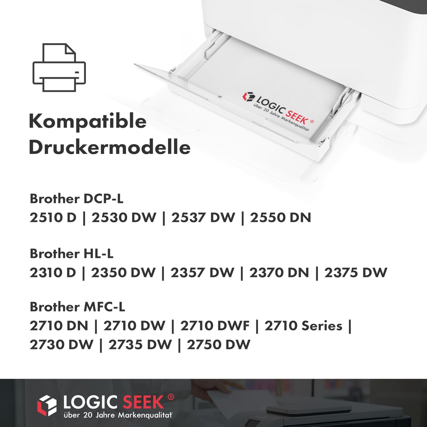 Logic-Seek 2 Toner XL replaces Brother TN2420 TN2410 double pack 2X 3,000 pages for Brother HL-L2350DW HL-L2370DN HL-L2375DW HL-L2310D MFC-L2710DW.