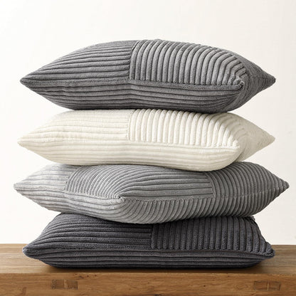 MIULEE 4-Pack Corduroy Pillow Cover Patchwork Cushion Case Soft Decorative Modern Invisible Zipper Throw Pillow Covers for Sofa Living Room Bedroom Grey Series 45x45 cm
