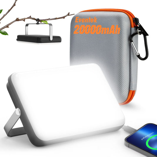 Eventek LED camping lantern 4000LM, 20000mAh power bank USB rechargeable camping light up to 144 hours, IPX5 waterproof camping lamp with 4 light modes for reading, tent, fishing, blackout.