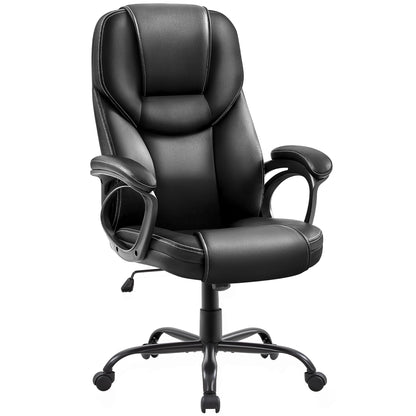 Yaheetech ergonomic executive chair, high back desk chair, computer chair, swivel office chair with padding, adjustable height, black PU leather.