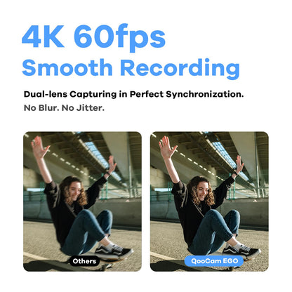 KanDao QooCam EGO 3D Camera - 24MP Photos, 4K 60FPS Videos Viewer-Integrated 3D Stereoscopic Camera. Compatible with VR Headsets, AR Glasses, and Projectors. Black Charging Kit.
