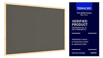 ALLboards Gray Pinboard with Wood Frame 90x60cm Corkboard Cork Wall Pinboard Cork Gray Surface