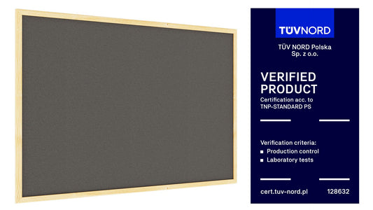 ALLboards Gray Pinboard with Wood Frame 90x60cm Corkboard Cork Wall Pinboard Cork Gray Surface