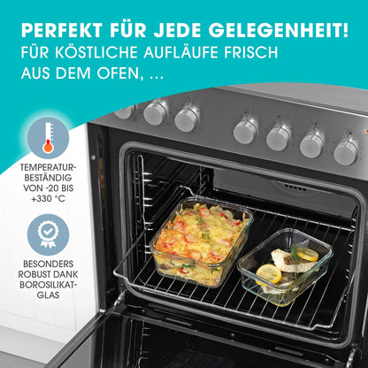 GOURMETmaxx Glass Storage Containers Klick-it 8-piece set | Perfect for sandwiches or meal prep | Dishwasher, microwave, and freezer safe | Storage box with lid
