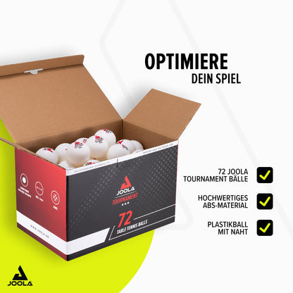 JOOLA Ping Pong Balls Tournament Selected 40+mm Diameter, 3-Star Premium Table Tennis Balls Indoor and Outdoor Compatible, White (72 Pack)