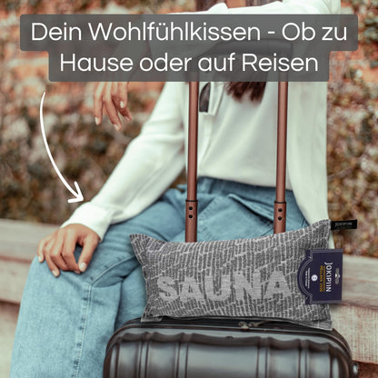 Jokipiin Premium Sauna Pillow 40x22 cm - 100% Made in Finland - Linen & Cotton - Oeko-Tex Certified - Wellness Headrest & Neck Pillow for Sauna Spa & Relaxation