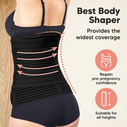 KeaBabies Revive 3 in 1 Postpartum Belt for Women - Belly Wrap After Birth C-Section, Recovery Belt After Birth, Belly Band After Birth, Pregnancy Belly Wrap (Midnight Black, M/L)