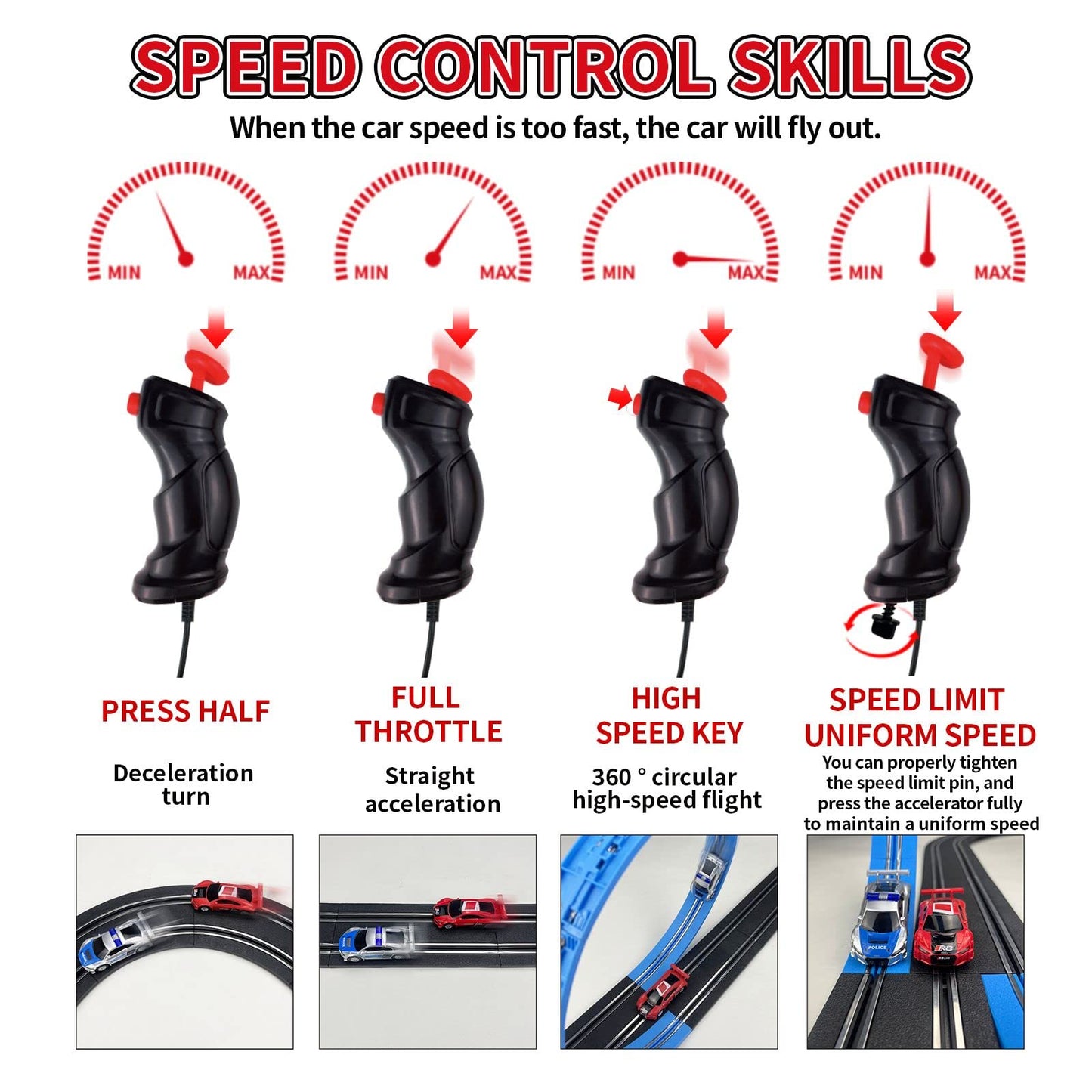 AGM MASTECH High Speed Series Slot Car Race Track Sets - Slot cars, race tracks & accessories Electric race track, Dual electric race track, Electric race car set for girls & boys.