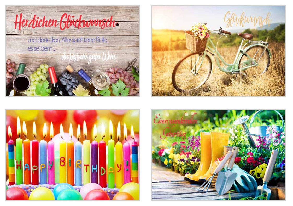 Set of 40 exclusive premium birthday cards with envelopes (2x20). Greeting card for birthday wishes. Birthday card for man and woman (folded cards).