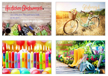 Set of 40 exclusive premium birthday cards with envelopes (2x20). Greeting card for birthday wishes. Birthday card for man and woman (folded cards).