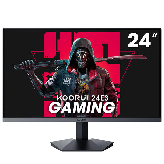 KOORUI 24-inch gaming monitor 165Hz, IPS, 1080p, 1ms, compatible with Adaptive-Sync G-Sync, frameless, HDMI, DisplayPort, tilt adjustable, eye care, VESA wall mount, black