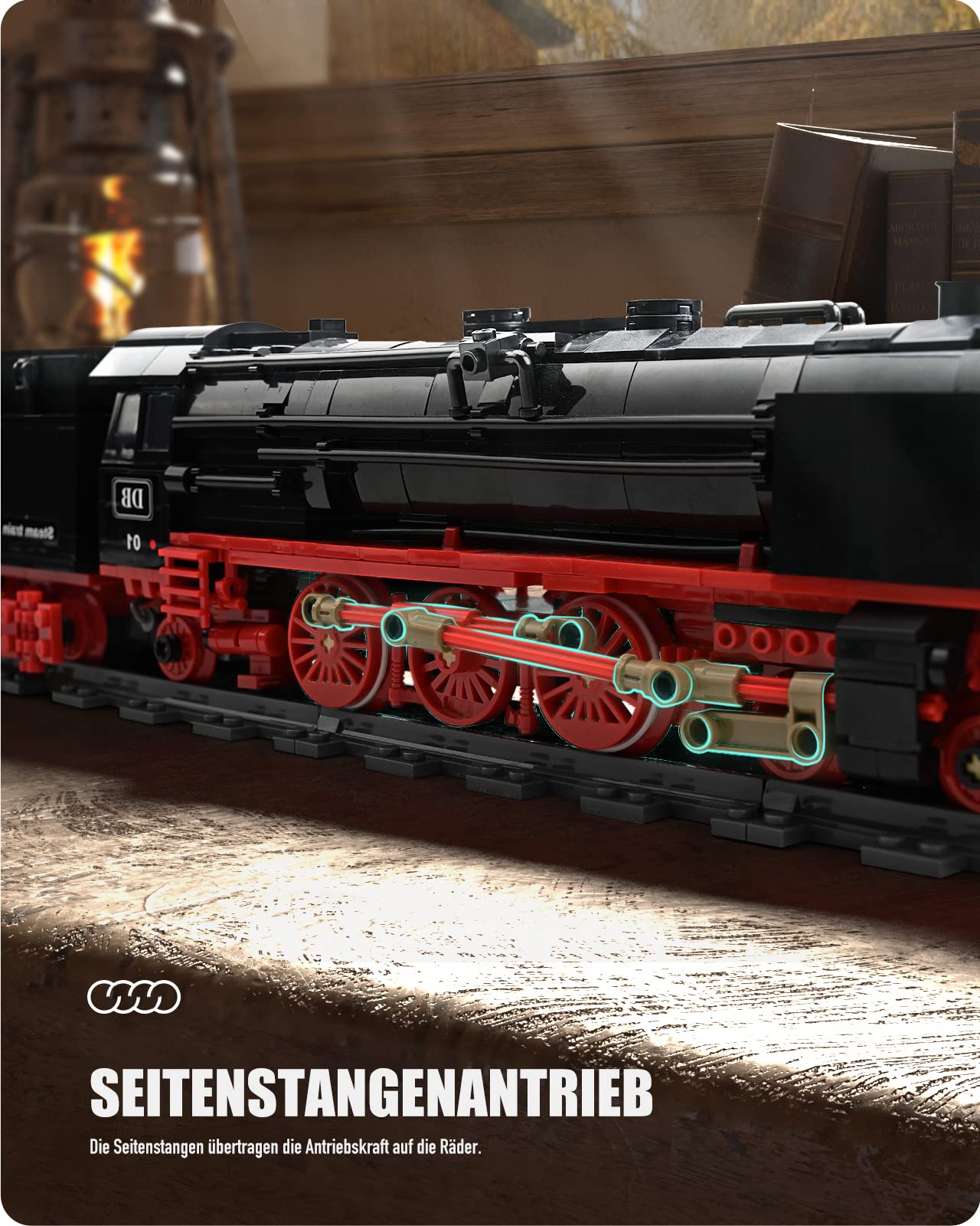 Nifeliz BR01 Retro Steam Locomotive Express Train Model Building Blocks with Tracks, Locomotive Set Train Construction Toy, Gift for Adults and Boys (1173 pieces)
