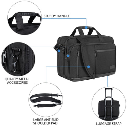 VANKEAN Laptop Bag for Women Men Business Briefcase 17.3 Inch, Fits up to Laptops, Waterproof Laptop Case Computer Bag for Travel/Business/School, Black