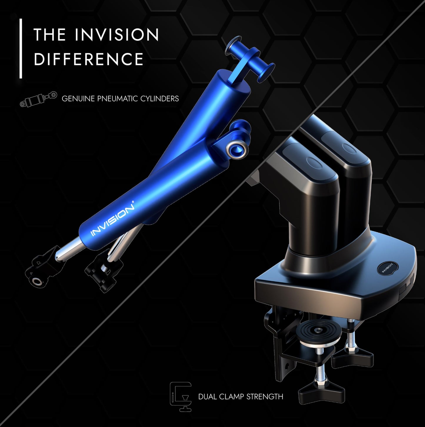 Invision Monitor Mount 2 Monitors for 19-32 inch screens - VESA 75 & 100 mm Desk Clamp - Height Adjustable Tilt Swivel and Rotate - Increased load capacity of 2-9 kg (MX400)