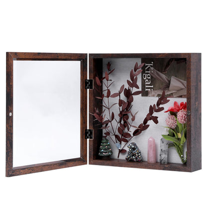Muzilife Wood 3D Picture Frame for Filling with Opening 28x35cm, Dark Brown Object Frame with Pins and Dowels for DIY Display Shadow Box, Gift for Family Friends Office, Dark Brown