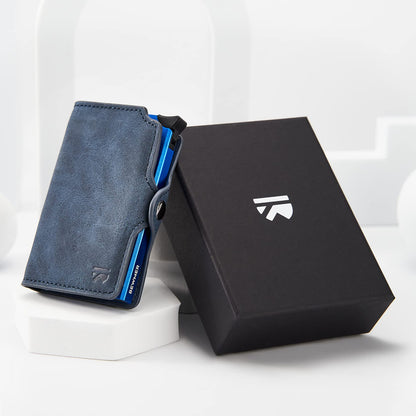 BEWMER 1 Protected Cardholder | Slim Wallet for Men and Women | Card Holder with RFID Protection and Money Clip made of Carbon Fiber | Gray