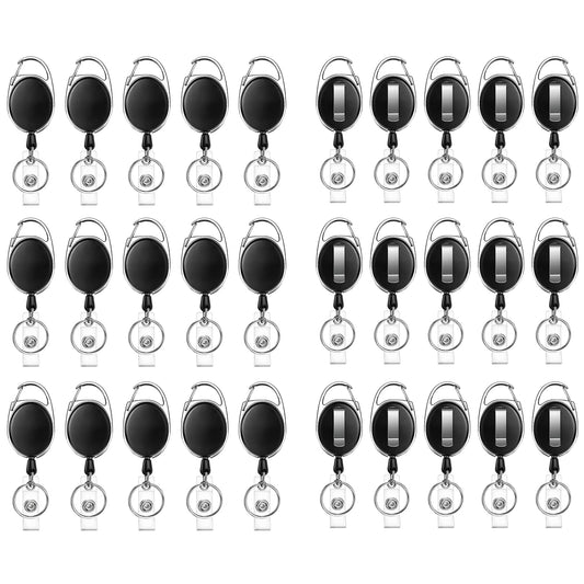 JEFURE retractable keychain 30 pcs, 63cm retractable keychain lanyard, retractable badge holder with pocket clip, for keys and badge holder