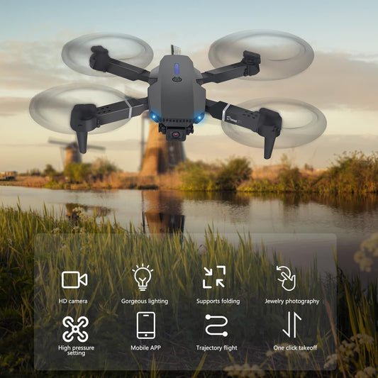 Drone with HD 1080P Camera, Foldable Drone with Long Flight Time, RC Quadcopter with Bag, 3D Flip, One Key Start/Land, Headless Mode, Flight Path Flight, Mini Drone Gift for Beginner Kids, with 2 Batteries