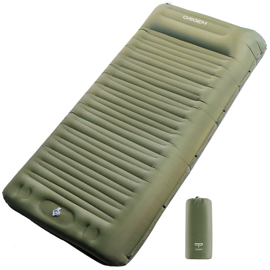 Origin Isomatte Camping Self-inflating, 14cm Ultralight Sleeping Pad Inflatable Compact Size, Self-inflatable Air Mattress Outdoor with Foot Pump for Hiking, Beach, Travel, Tent, Hammock
