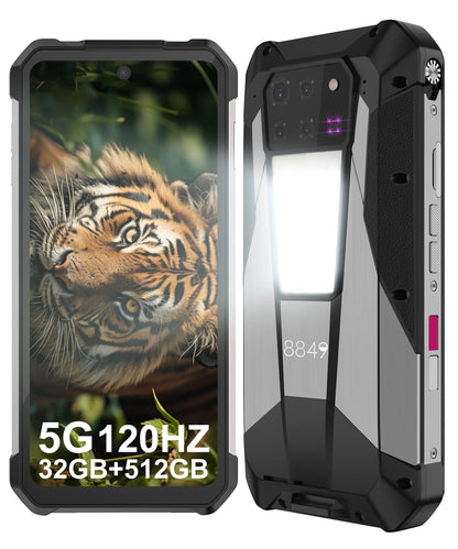 8849 Tank 3 Pro Outdoor Mobile Phone Without Contract, 23800mAh 5G Outdoor Smartphone with Projector, 32GB RAM+512GB ROM, 6.79" Waterproof Android 14 Dual SIM Rugged Smartphone, 2TB Expandable/OTG/GPS