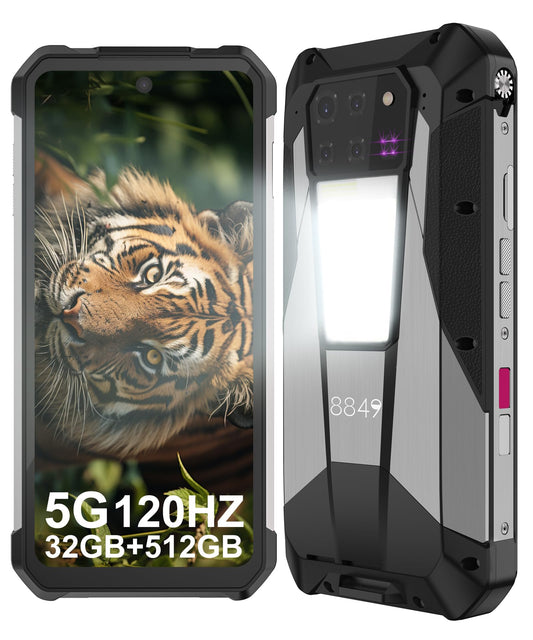 8849 Tank 3 Pro Outdoor Mobile Phone Without Contract, 23800mAh 5G Outdoor Smartphone with Projector, 32GB RAM+512GB ROM, 6.79" Waterproof Android 14 Dual SIM Rugged Smartphone, 2TB Expandable/OTG/GPS