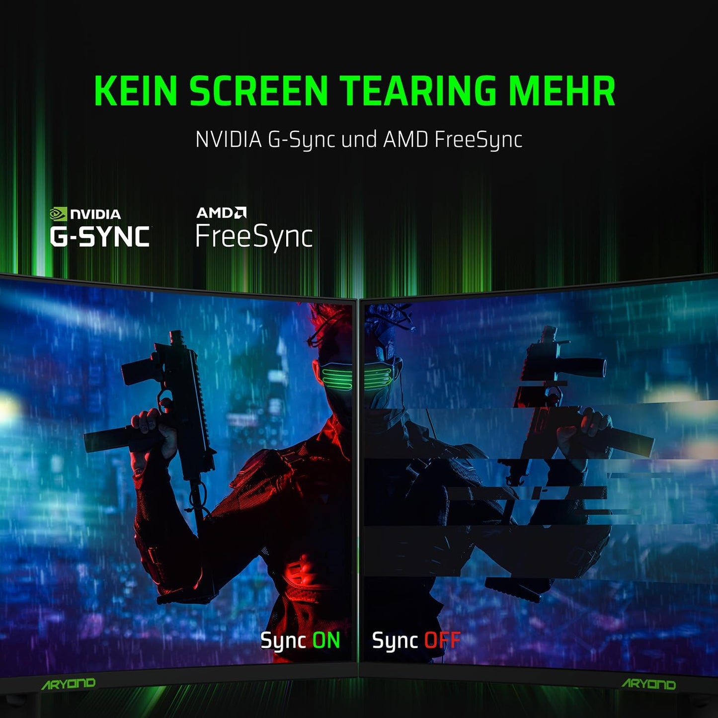 Aryond A32 V2 Curved Gaming Monitor, 32 inch (80cm), 180Hz, 1500R, QHD (2560x1440), 1ms, HDR, FreeSync & G-Sync, 122% SRGB, Eye Care, Built-in Speaker, HDMI, Display Port, Height Adjustable.