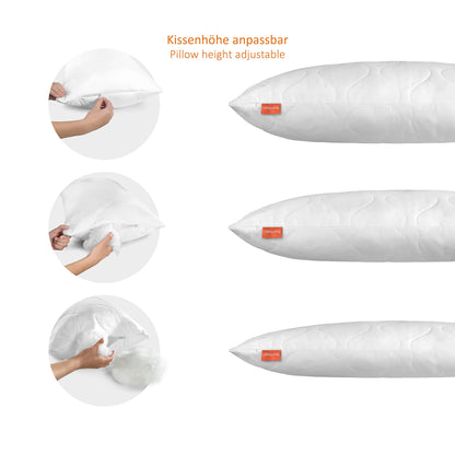 Sleeping pillow 60x80 cm, hypoallergenic, washable, Made in EU, Ökotex, large sleep pillow 60 x 80, bed pillow, pillow, Basic 100