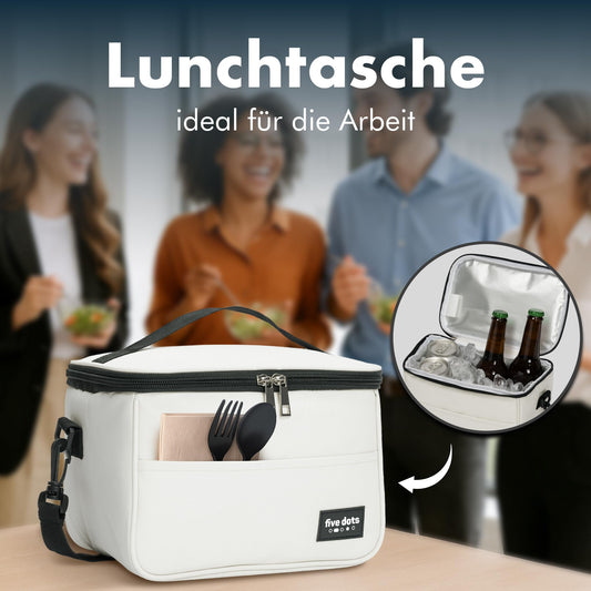 Five dots Small cooler bag for on the go 8l gray incl. 12h insulation - perfect as a lunch bag for work - lunchbag, lunch bag, thermal bag, lunch bag women