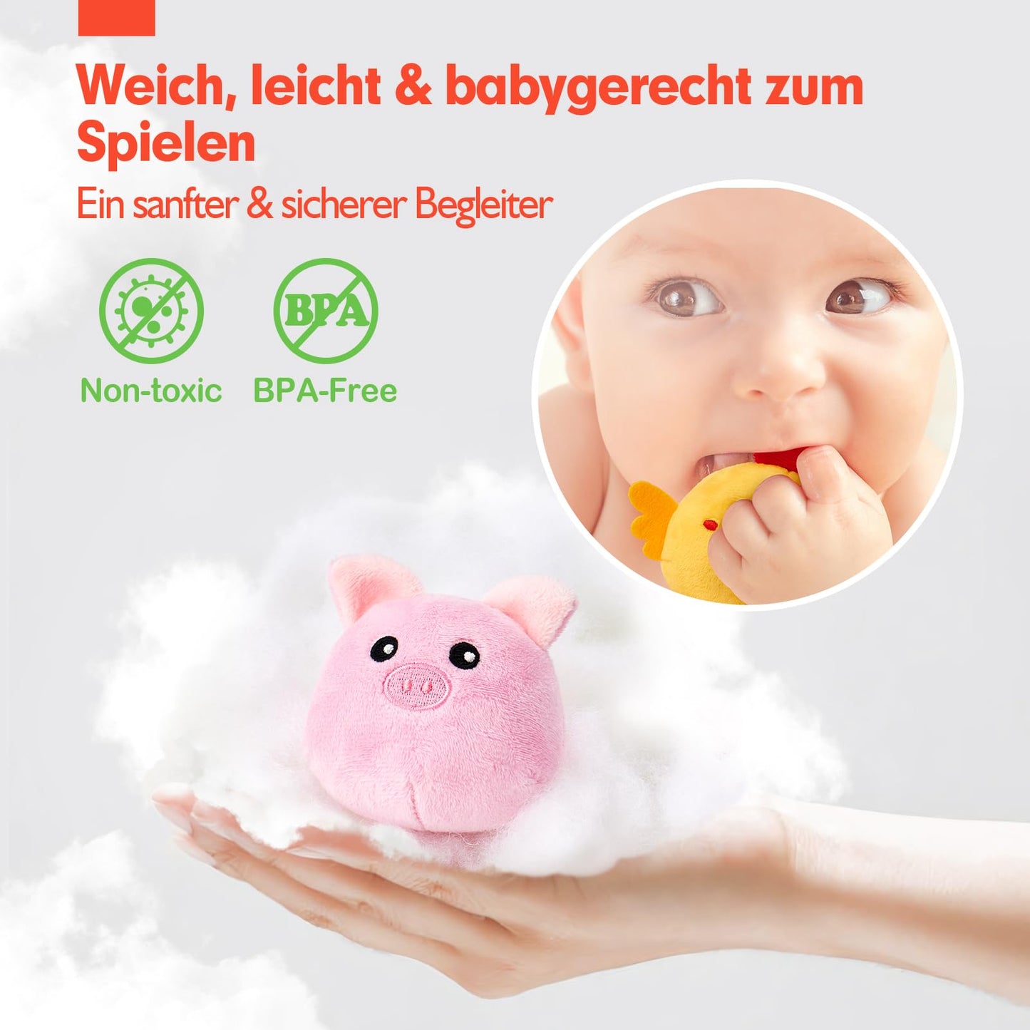 hahaland Baby Toys 6-12 Months - Farm Original Montessori Sensory Toy with Barn · 6 Animal Rattles & Mirror · Kids Motor Skills Toy 1-3 Years · Christmas and Easter Gift