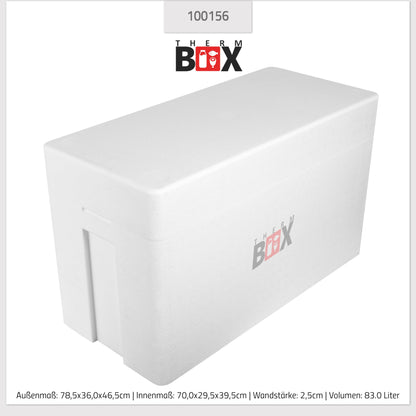 THERM-BOX Styrofoam Box 83W Inside: 70x29x39cm Wall: 2.5cm Volume: 83L Insulated Cooler Reusable Warm/Cold Box