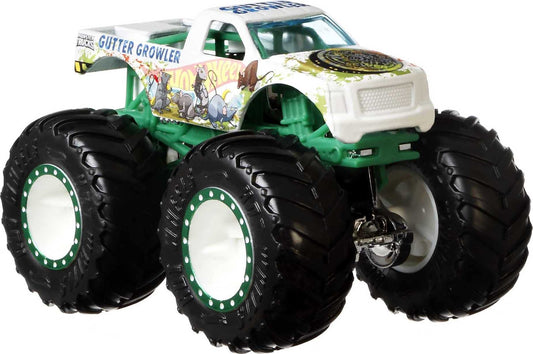 Hot Wheels GBP23 - Monster Trucks 1:64 Die Cast Assortment with huge wheels, gift for kids aged 3-6, includes 4 toy cars, Black, 4-pack