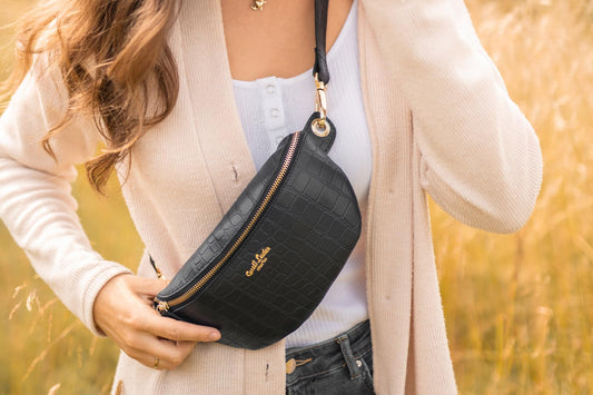 Gusti Leather Waist Bag - Annabelle Men's and Women's Waist Bag Fanny Pack Handbag Leather Bag Black Leather