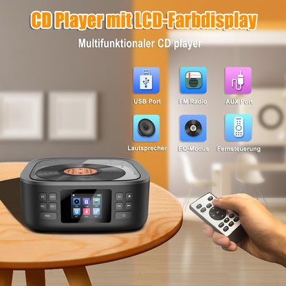 Portable CD player, CCHKFEI Boombox Portable CD player Bluetooth & FM radio with dual stereo speakers support USB/AUX headphone jack Discman Rechargeable CD player Portable.