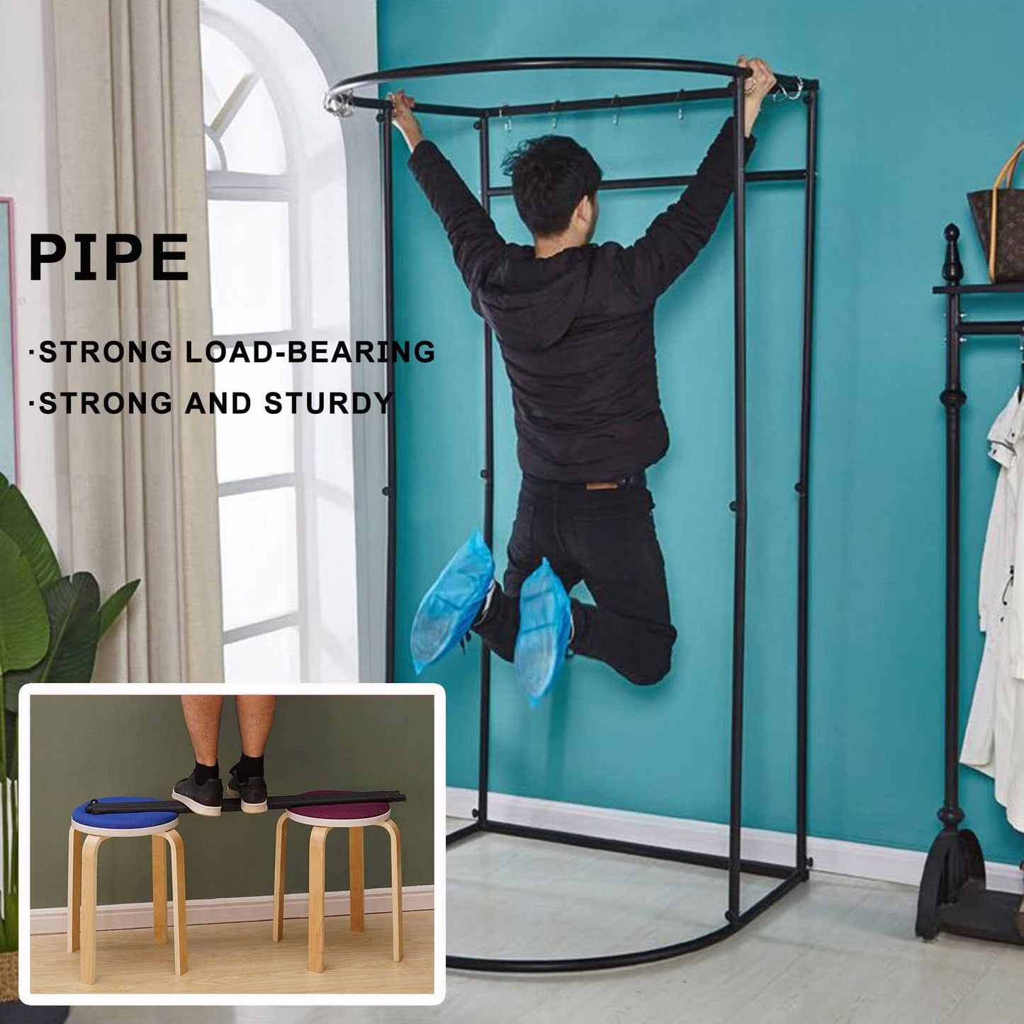 LXSEHN Changing room Freestanding, U-shaped Mobile divider with floor stand Portable privacy screen, shades dressing area Eyelet iron holder, for office shopping mall