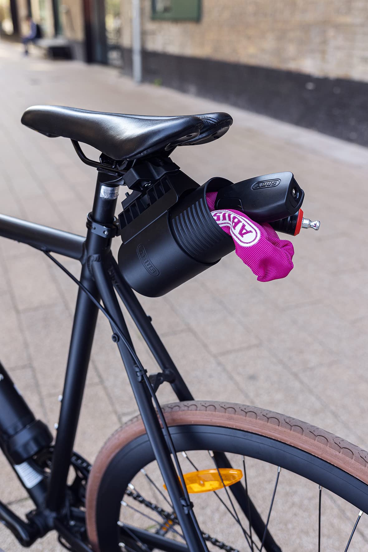 ABUS chain lock Catena 6806K - Lightweight bike lock made of hardened steel with fashionable textile sleeve - Square chain with ABUS security level 6 - 85 cm - Pink