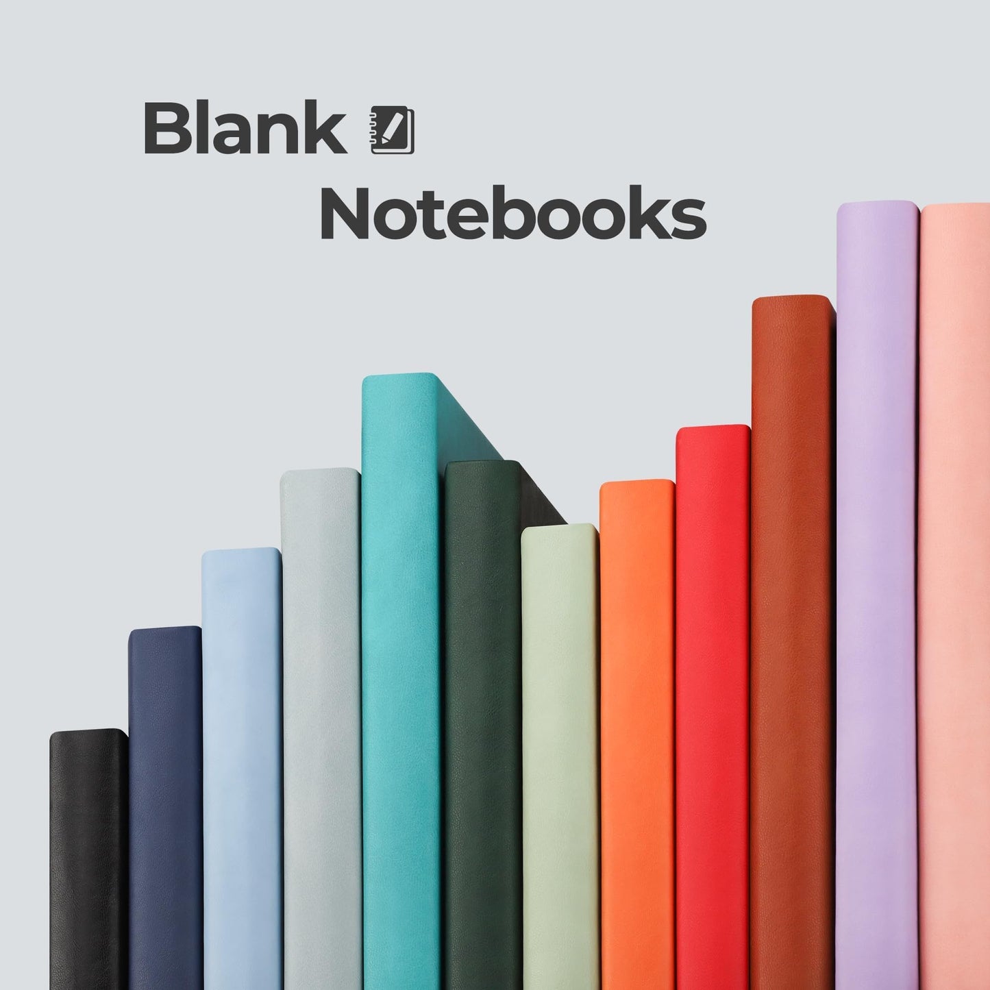 RETACY Notebook A5 Blank 2 Pack - 384 pages Unlined Notebooks with 100gsm Blank Paper, Pen Loop, Inner Pocket, for Sketching School Women Men 14.5 x 21cm-Cyan
