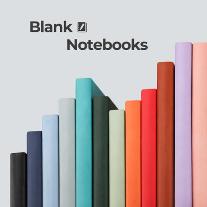 RETACY Notebook A5 Blank 2 Pack - 384 pages Unlined Notebooks with 100gsm Blank Paper, Pen Loop, Inner Pocket, for Sketching School Women Men 14.5 x 21cm-Cyan