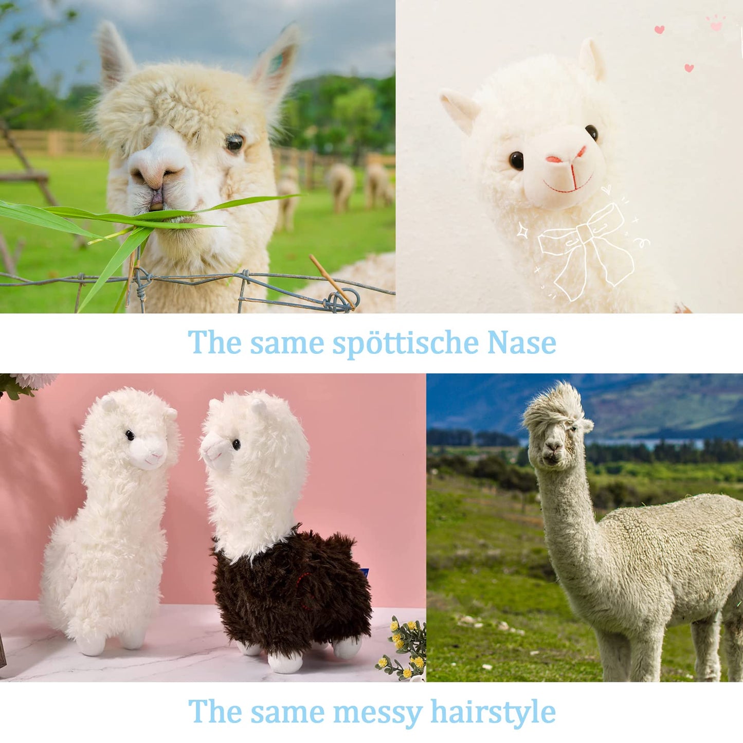 Alpaca plush toy, standing alpaca stuffed animal, cuddly alpaca, llama plushie gift for kids girls boys (.45cm, brown)