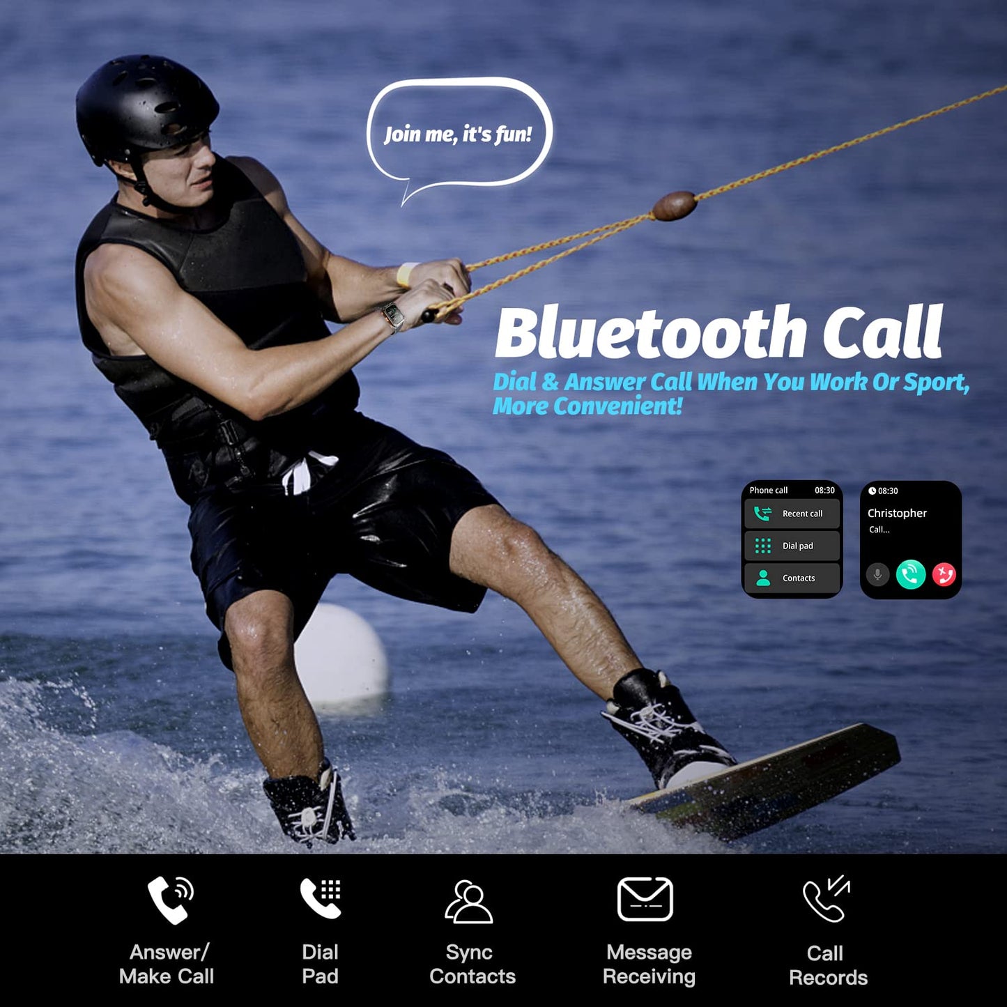 HOFIT smartwatch with phone function, birthday gift for men, men's fitness watch, IP68 waterproof sports watch, 123+ sports modes, fitness tracker smart watch for Android iOS.