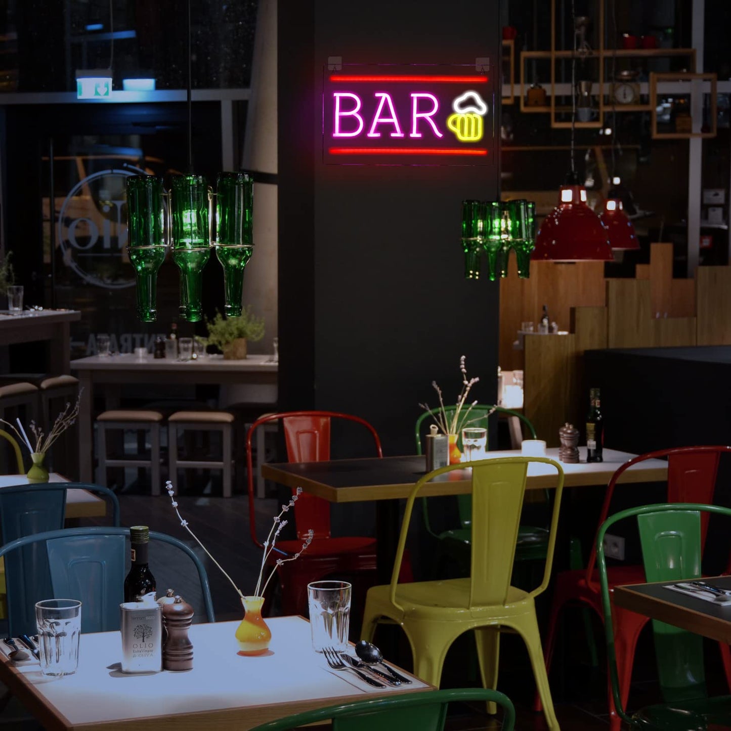 SIGNSHIP Beer Neon Sign BAR Letter LED Neon Light Wall Light for Bar Party Nightclub Man Cave Restaurant Festival Celebration Decor Party Sign