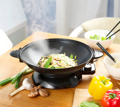 Rosenstein & Sons Electric Wok: Electric wok with thermostat, non-stick coating, 1,500 W, 5.1 l (electric frying pan, party pan, electric grill pan)