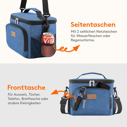 Lifewit Insulated Cooler Bag, Reusable Lunch Bag, Portable Ice Chest, Tote Bag, Leakproof, with Adjustable Shoulder Strap for Adults for Work/Picnic, Dark Blue 15L, 24 Can