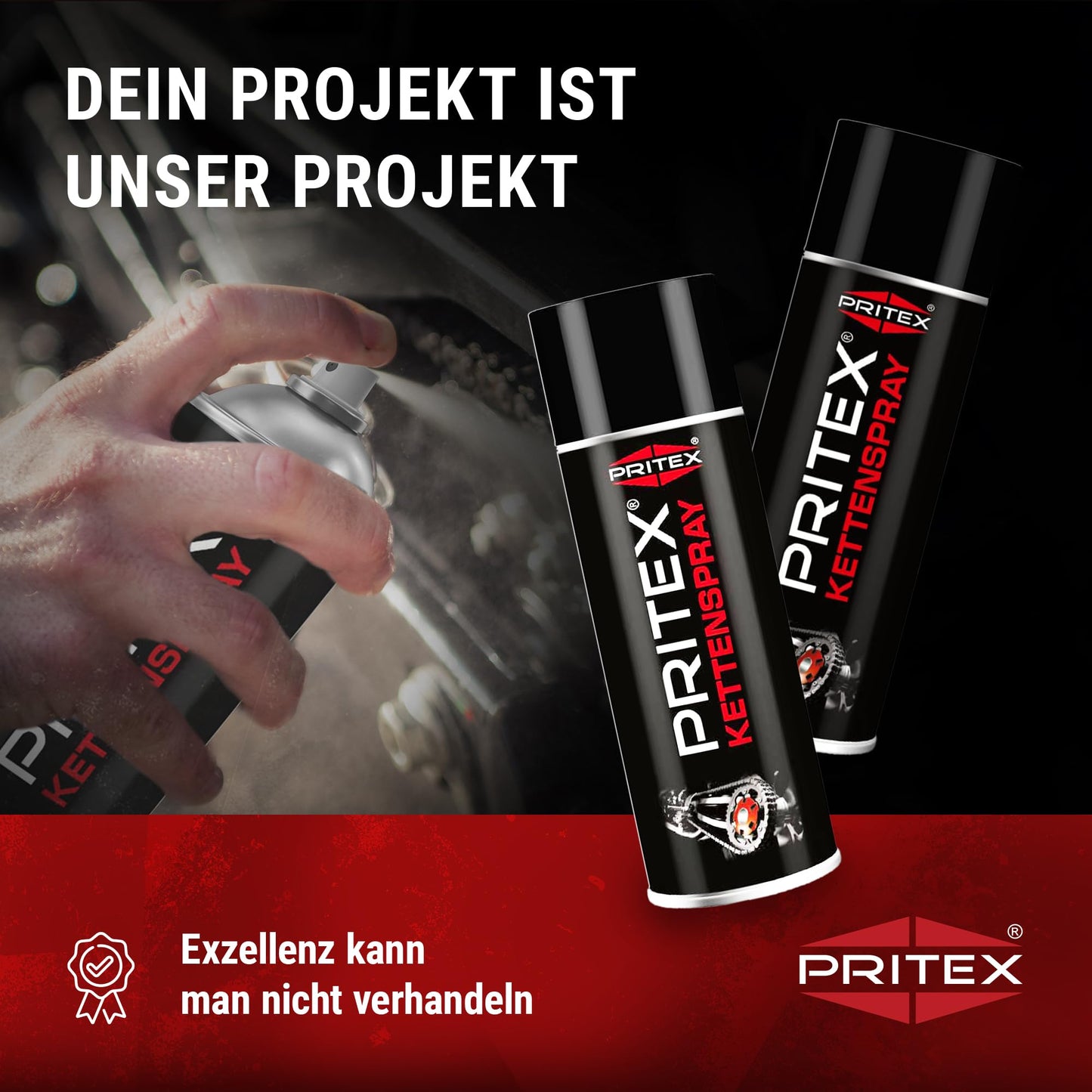 PRITEX - Chain spray 4 x 400 ml for motorcycles & bicycles - Chain grease provides high protection against friction, wear & corrosion - Lubricant spray with very good adhesion & lubrication performance - Chain oil